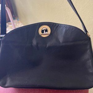 Arezzo Bag Leather Vintage Black Gold Hardware Medium Used